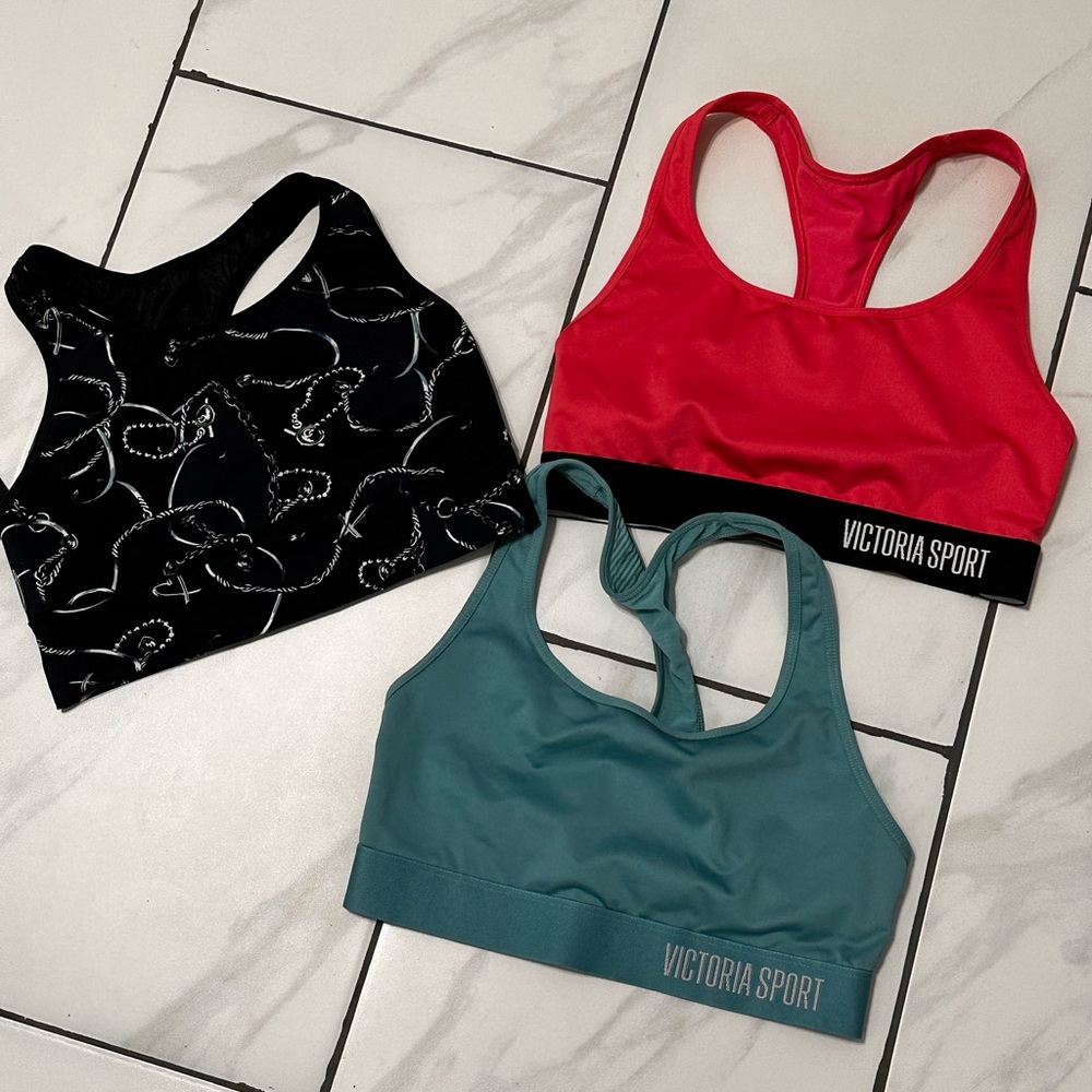 Victoria Sport Women's Sports Bra Trio - Black, Pink, Teal